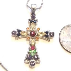 Multi colored crystal cross